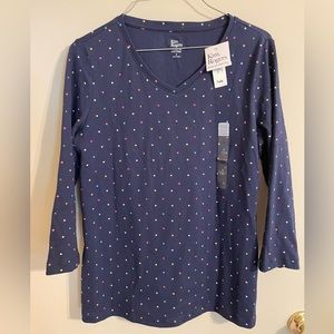 Kim Rogers 3/4 Sleeve Polka Dot Top